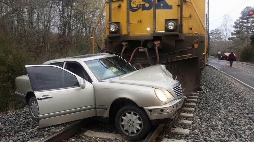 Train crashes into car but driver was not inside wbir