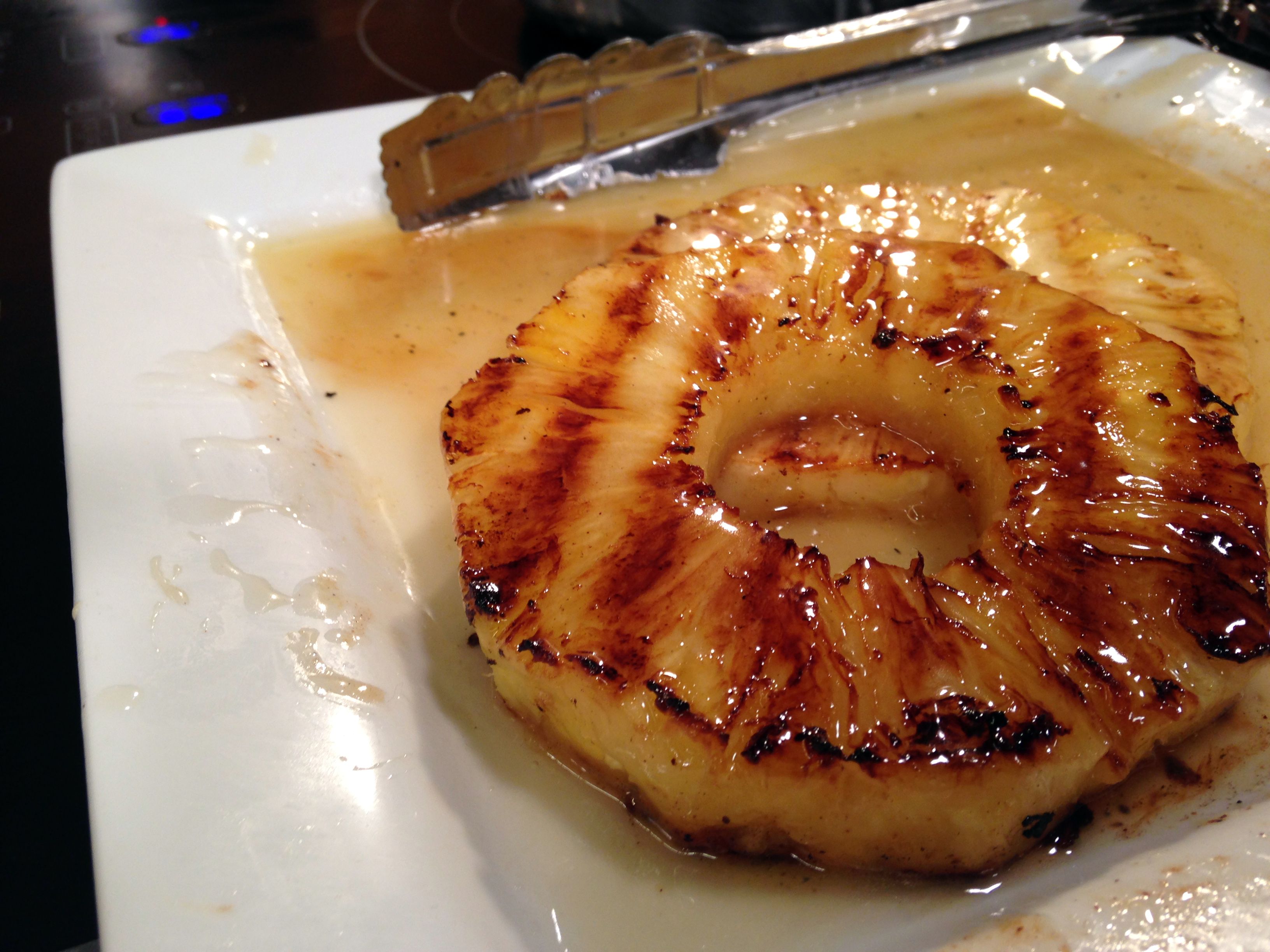 Grilled Pineapple a La Mode with Rum Caramel Sauce